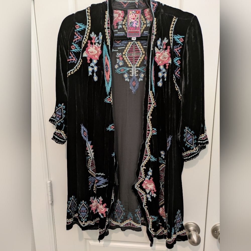 Johnny Was Black Floral Embroidered Jacket